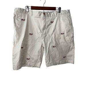 Vineyard Vines Breaker Shorts‎ Mens 42 Ivory Stretch  American Flag Whale Print